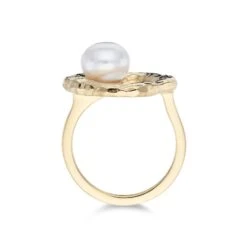 Chisholm Hunter Yellow Gold Plated Hammered 8.8.5mm Pearl Open Ring 9 Chisholm Hunter Yellow Gold Plated Hammered 8.8.5mm Pearl Open Ring -Chisholm Hunter 19 151 05 0002 d 2 2