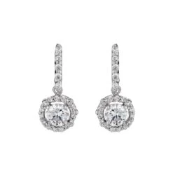 Chisholm Hunter Silver Brilliant Cut Cubic Zirconia Halo Drop Earrings