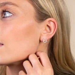Chisholm Hunter Silver Cubic Zirconia Horseshoe Stud Earrings -Chisholm Hunter 4 127 01 0321 ls 1
