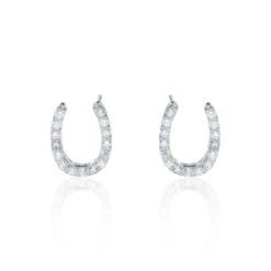 Chisholm Hunter Silver Cubic Zirconia Horseshoe Stud Earrings