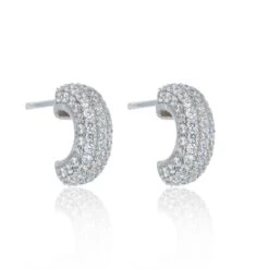 Chisholm Hunter Sterling Silver Cubic Zirconia Half Hoop Earrings