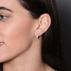 Chisholm Hunter Sterling Silver Cubic Zirconia Half Hoop Earrings -Chisholm Hunter 4 127 01 0355 lifestyle