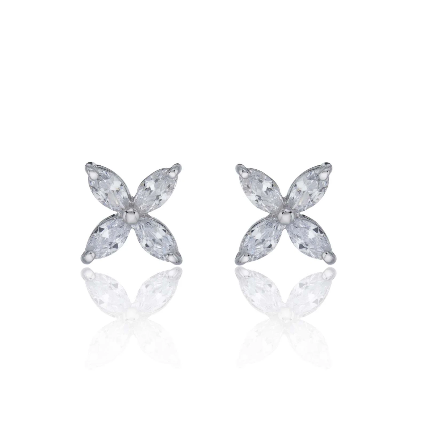 Chisholm Hunter Silver Marquise Cubic Zirconia Flower Earrings 3 Chisholm Hunter Silver Marquise Cubic Zirconia Flower Earrings