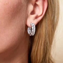 Chisholm Hunter Silver Emerald Cut Cubic Zirconia Earrings -Chisholm Hunter 4 127 01 0365 om 2