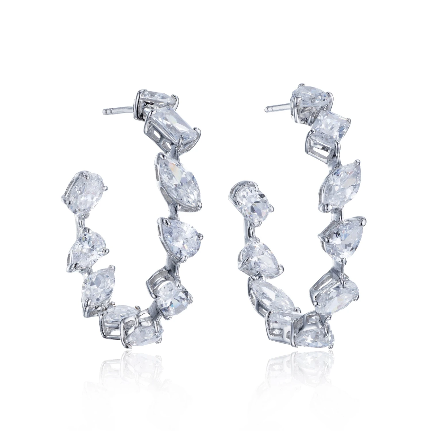 Chisholm Hunter Silver Mix Cut Cubic Zirconia Earrings 3 Chisholm Hunter Silver Mix Cut Cubic Zirconia Earrings