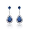 Chisholm Hunter Silver Pear Cut Blue Cubic Zirconia Drop Earrings