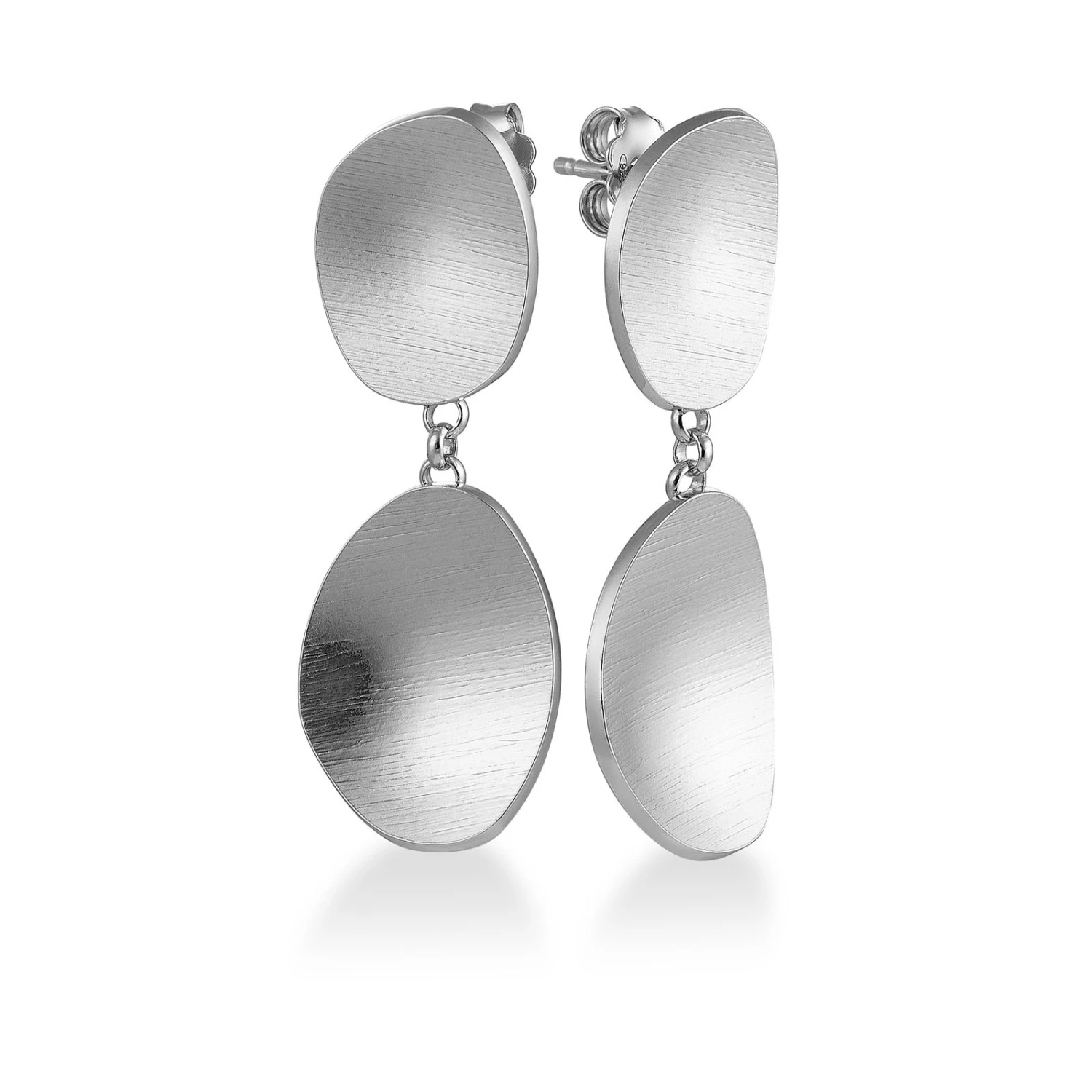 Chisholm Hunter Silver Satin Plate Drop Earrings 3 Chisholm Hunter Silver Satin Plate Drop Earrings