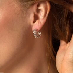 Chisholm Hunter Sterling Silver Leaf Hoop Earrings 7 Chisholm Hunter Sterling Silver Leaf Hoop Earrings -Chisholm Hunter 4 127 03 0120 b