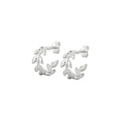 Chisholm Hunter Sterling Silver Leaf Hoop Earrings