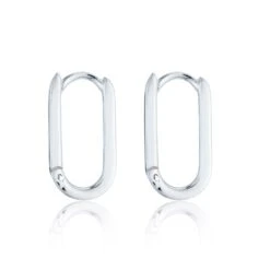 Chisholm Hunter Silver Rectangular Hoop Earrings -Chisholm Hunter 4 127 03 0123 d 1