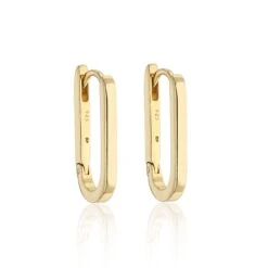 Chisholm Hunter Silver Yellow Gold Plated Rectangular Hoop Earrings