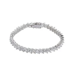 Chisholm Hunter Silver Cubic Zirconia Marquise Cut Bracelet