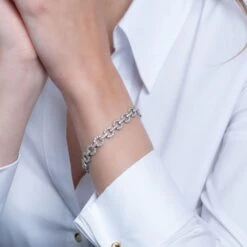 Chisholm Hunter Silver Cubic Zirconia Chain Link Bracelet -Chisholm Hunter 4 128 01 0106