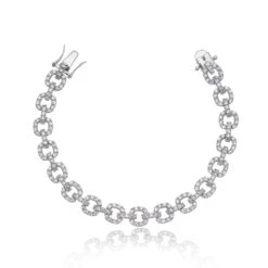 Chisholm Hunter Silver Cubic Zirconia Chain Link Bracelet