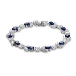 Chisholm Hunter Silver Pear Cut Midnight Blue Crystal And Cubic Zirconia Bracelet