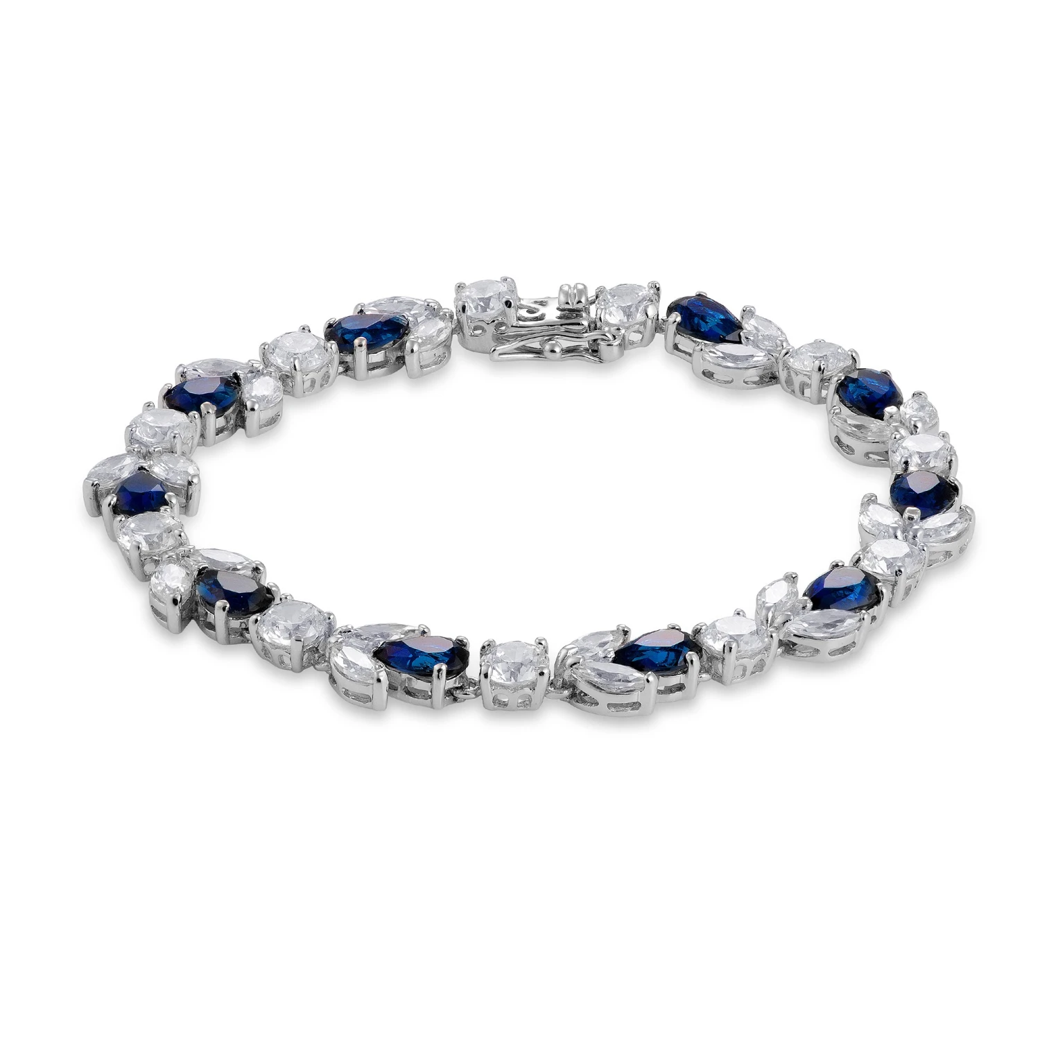 Chisholm Hunter Silver Pear Cut Midnight Blue Crystal And Cubic Zirconia Bracelet 3 Chisholm Hunter Silver Pear Cut Midnight Blue Crystal And Cubic Zirconia Bracelet