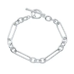 Chisholm Hunter Sterling Silver Twist Link T-Bar Bracelet