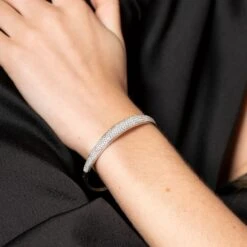 Chisholm Hunter Silver Cubic Zirconia Cluster Bangle -Chisholm Hunter 4 129 01 0070 ls 1