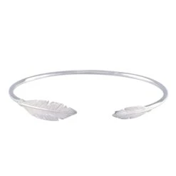 Chisholm Hunter Silver Double Feather Torque Bangle