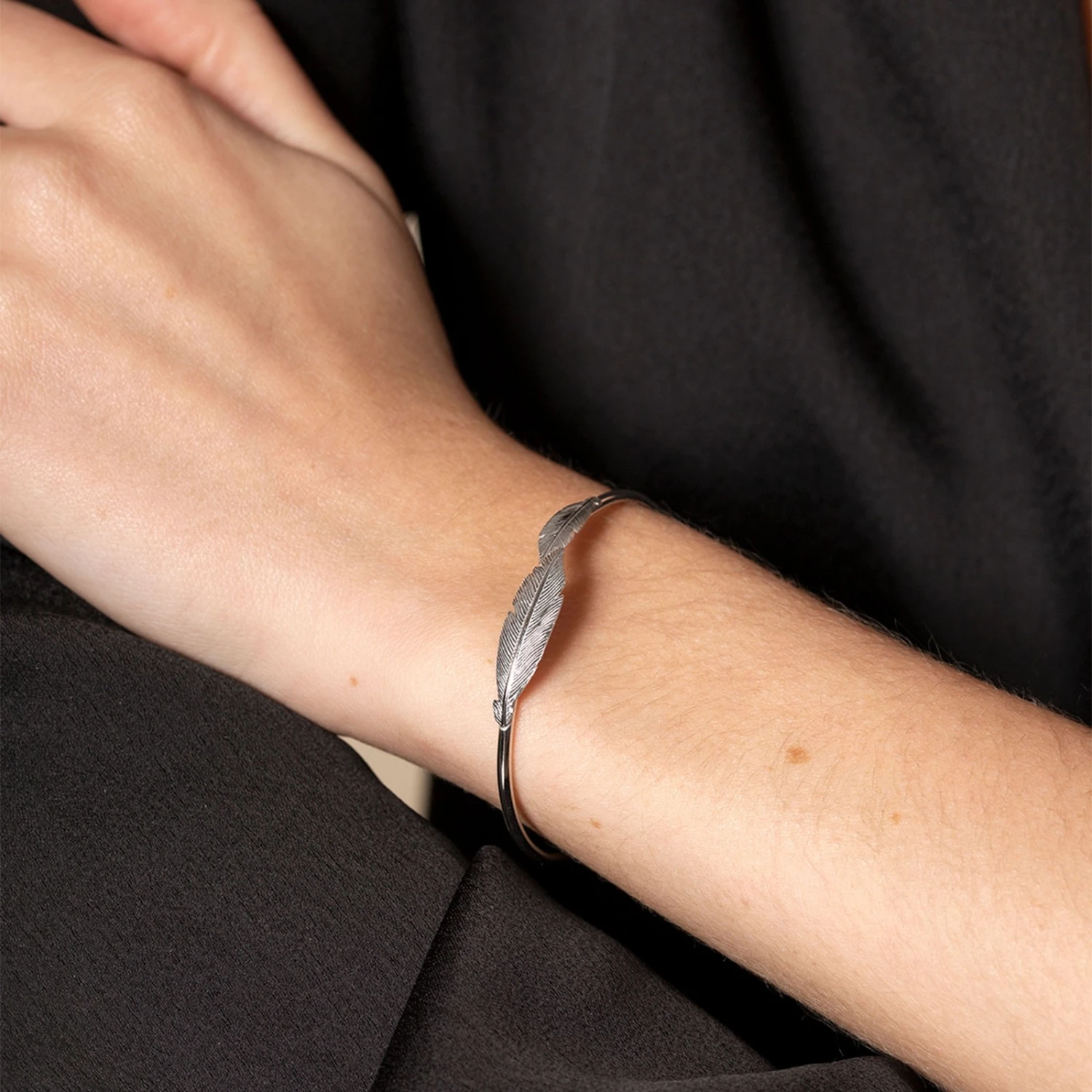 Chisholm Hunter Silver Double Feather Torque Bangle 5 Chisholm Hunter Silver Double Feather Torque Bangle - Image 3