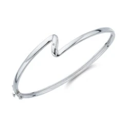 Chisholm Hunter Sterling Silver 0.01ct Diamond Wave Bangle