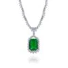 Chisholm Hunter Silver Emerald Cut Green Crystal And Cubic Zirconia Halo Pendant