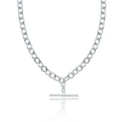 Chisholm Hunter Sterling Silver T-Bar Belcher Chain Necklace
