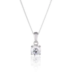 Chisholm Hunter Silver Brilliant Cut Cubic Zirconia Solitaire Pendant
