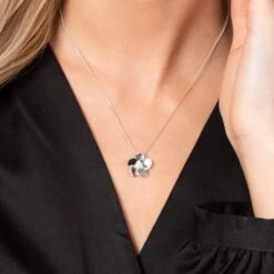 Chisholm Hunter Silver Cubic Zirconia Flower Pendant Necklace -Chisholm Hunter 4 131 01 0385 om 2 1
