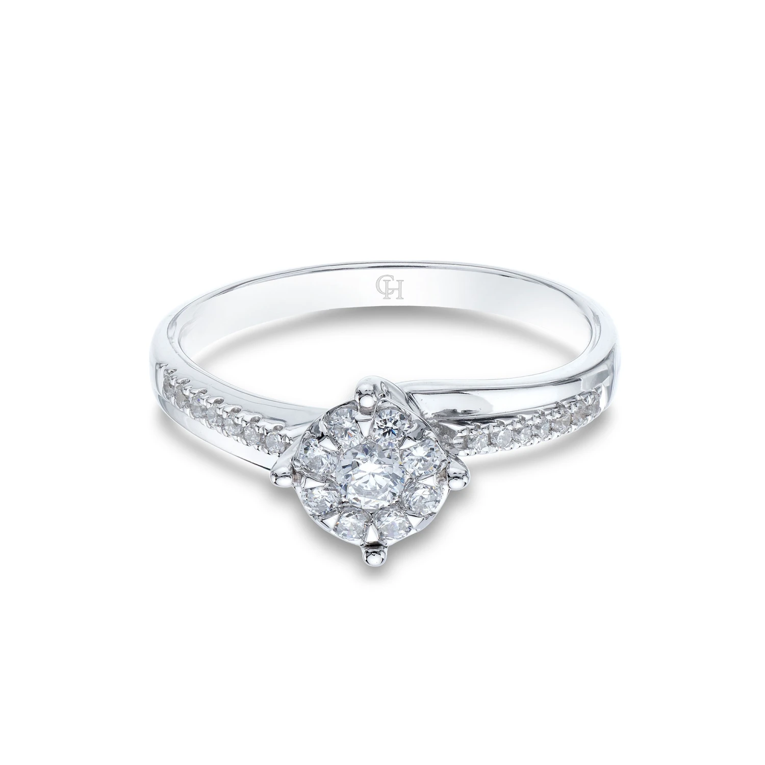 Chisholm Hunter 9ct White Gold Brilliant Cut 0.30ct Diamond Cluster Ring 5 Chisholm Hunter 9ct White Gold Brilliant Cut 0.30ct Diamond Cluster Ring - Image 3