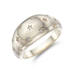 Chisholm Hunter Yellow Gold Plated Cubic Zirconia Domed Star Ring