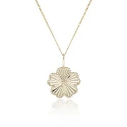 Chisholm Hunter Yellow Gold Plated Textured Flower Pendant Necklace