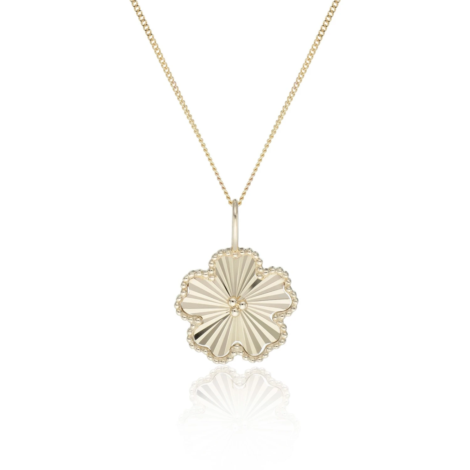 Chisholm Hunter Yellow Gold Plated Textured Flower Pendant Necklace 3 Chisholm Hunter Yellow Gold Plated Textured Flower Pendant Necklace