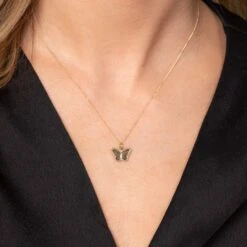 Chisholm Hunter Yellow Gold Plated Textured Butterfly Pendant Necklace -Chisholm Hunter 4 139 02 0005 om 1 1