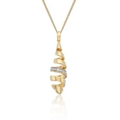 Chisholm Hunter Yellow Gold Plated Cubic Zirconia Spiral Drop Pendant