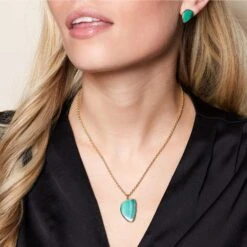 Chisholm Hunter Silver 3 Micron Yellow Gold Plated Malachite Abstract Pendant 8 Chisholm Hunter Silver 3 Micron Yellow Gold Plated Malachite Abstract Pendant -Chisholm Hunter 4 139 02 0007 ls 1 1