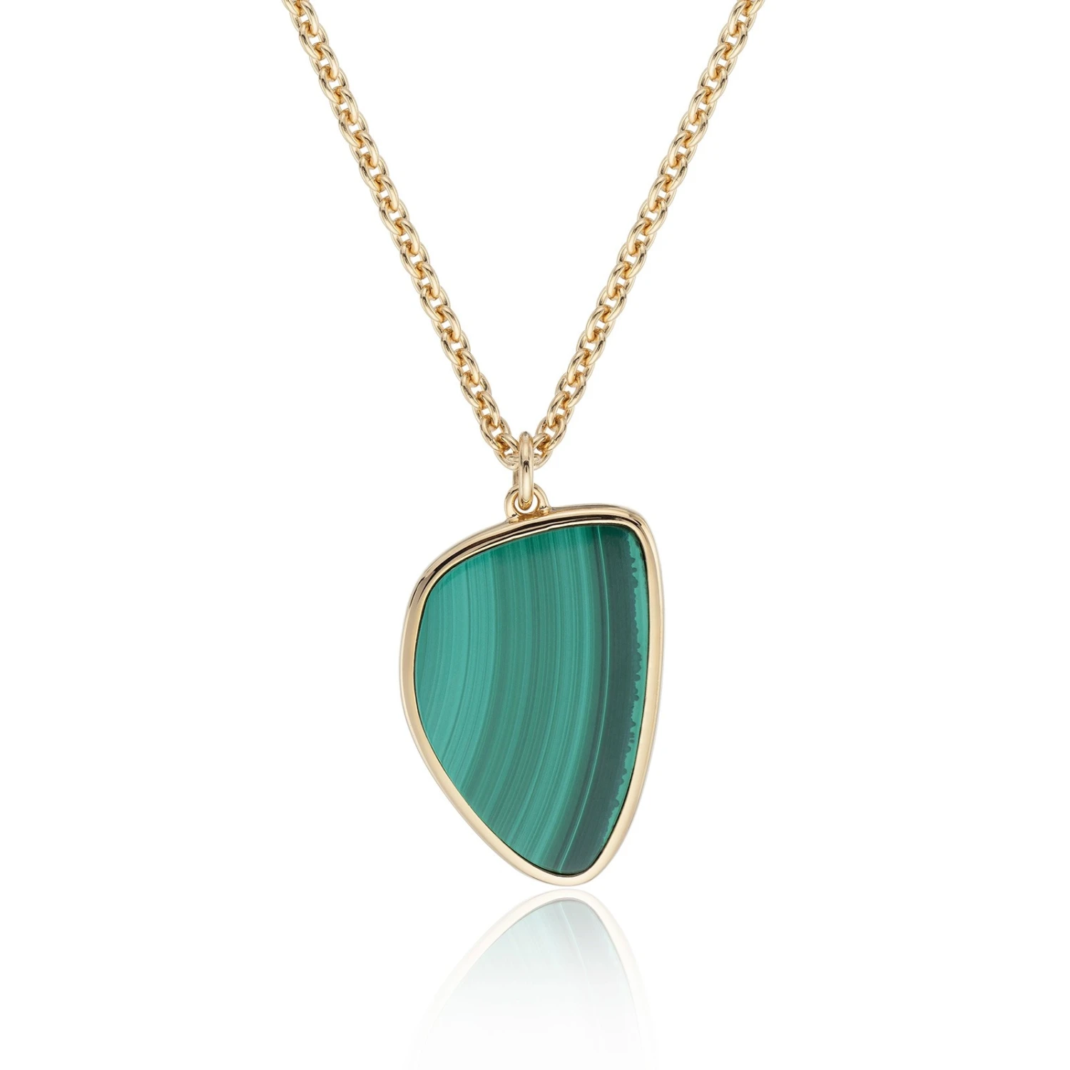 Chisholm Hunter Silver 3 Micron Yellow Gold Plated Malachite Abstract Pendant 3 Chisholm Hunter Silver 3 Micron Yellow Gold Plated Malachite Abstract Pendant