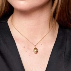 Chisholm Hunter Yellow Gold Plated Cubic Zirconia Leaf Locket -Chisholm Hunter 4 139 02 0021 ls 2