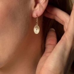 Chisholm Hunter Silver Yellow Gold Plated Oval Fan Drop Earrings -Chisholm Hunter 4 139 03 0002 b