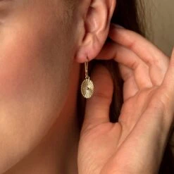 Chisholm Hunter Silver Yellow Gold Plated Oval Fan Drop Earrings -Chisholm Hunter 4 139 03 0002 c