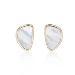 Chisholm Hunter Silver 3 Micron Yellow Gold Plated Mother Of Pearl Abstract Earrings