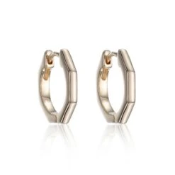 Chisholm Hunter Yellow Gold Plated Hexagon Hoop Earrings
