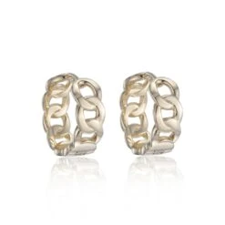 Chisholm Hunter Yellow Gold Plated Chain Hoop Earrings