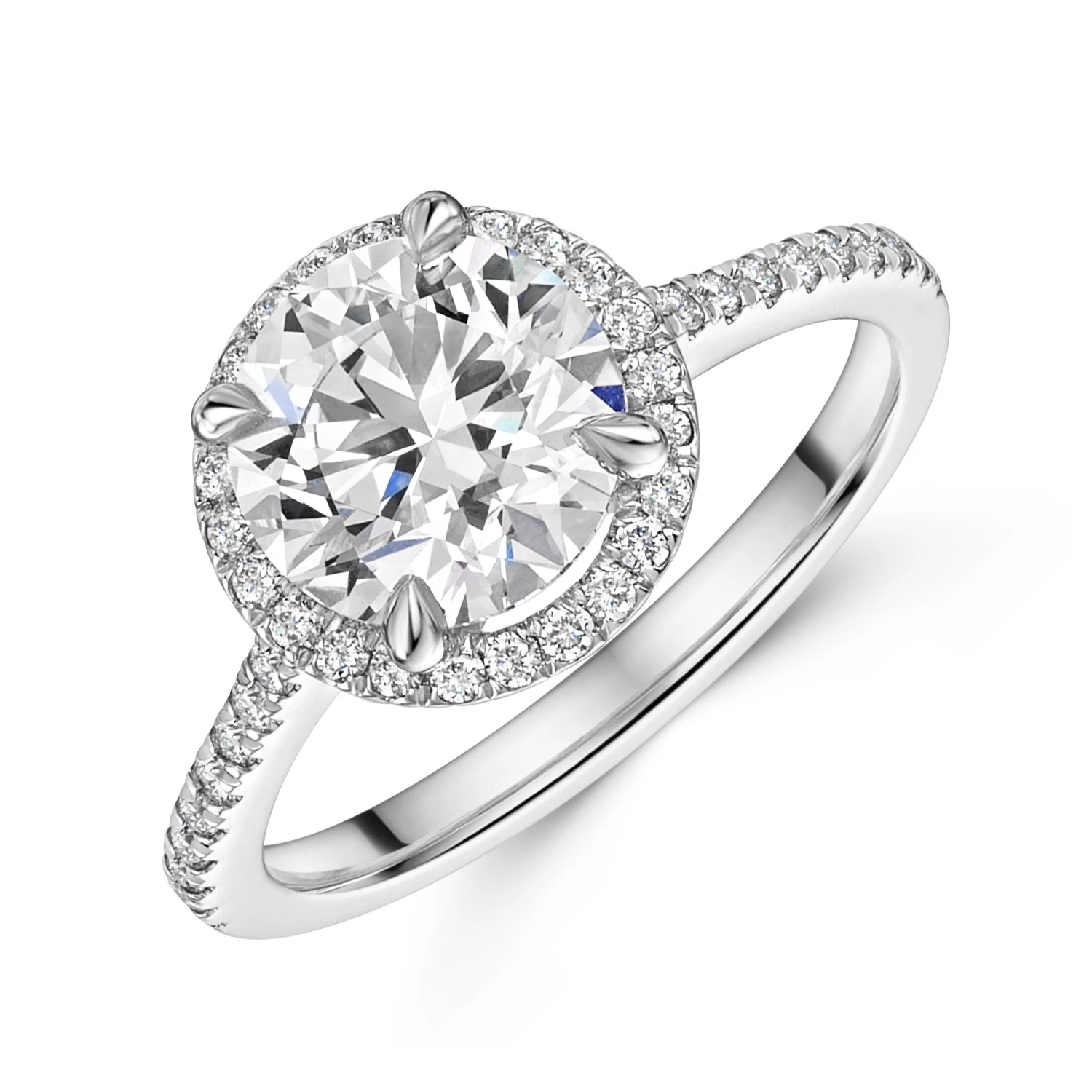 Chisholm Hunter Platinum Lab Grown 2.00ct Round Brilliant Diamond Halo Shoulders Ring 3 Chisholm Hunter Platinum Lab Grown 2.00ct Round Brilliant Diamond Halo Shoulders Ring