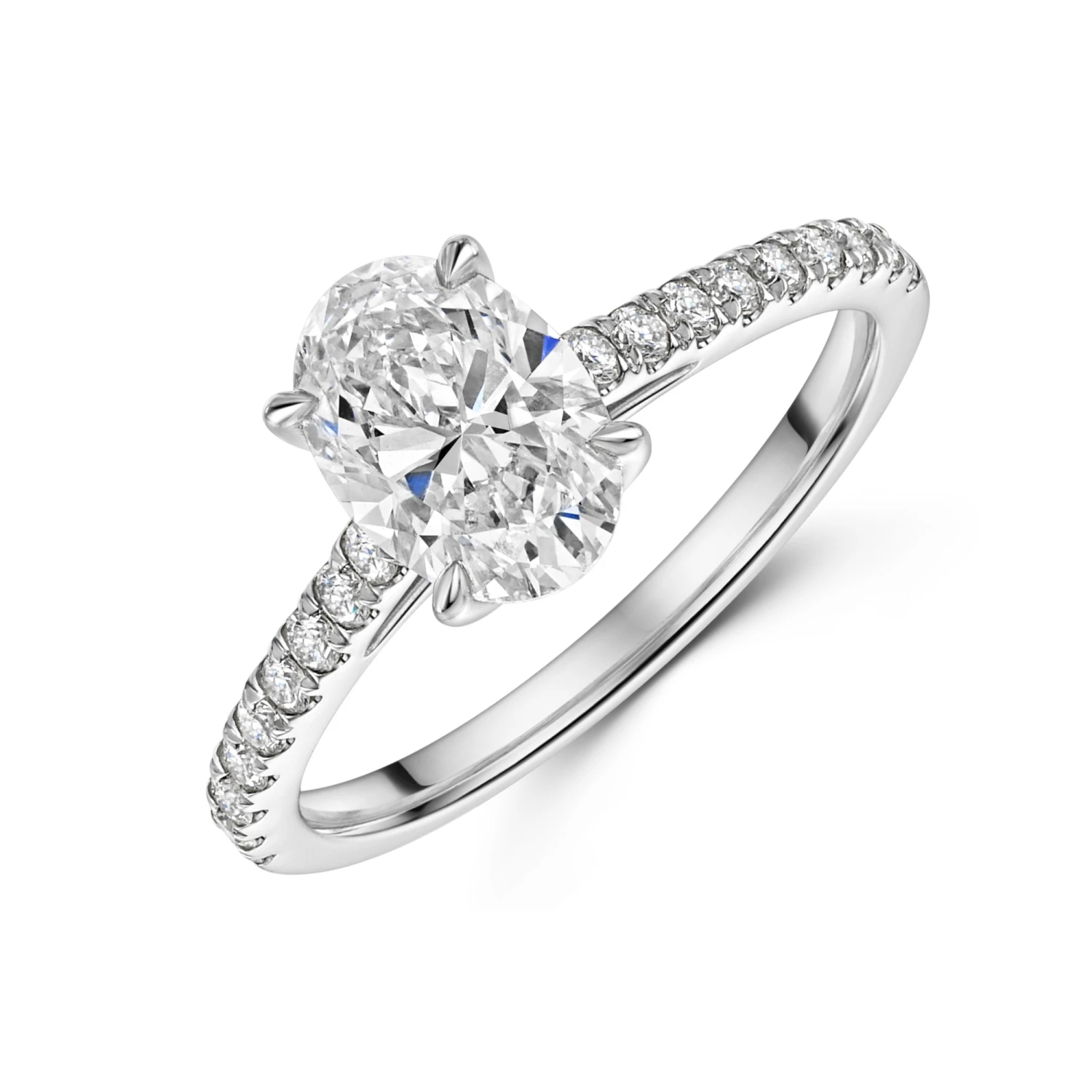 Chisholm Hunter Platinum Lab Grown 1.50ct Oval Diamond Shoulders Ring 3 Chisholm Hunter Platinum Lab Grown 1.50ct Oval Diamond Shoulders Ring
