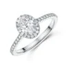 Chisholm Hunter Platinum Lab Grown 0.75ct Oval Diamond Halo Shoulders Ring