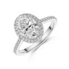 Chisholm Hunter Platinum Lab Grown 2.00ct Oval Diamond Halo Shoulders Ring