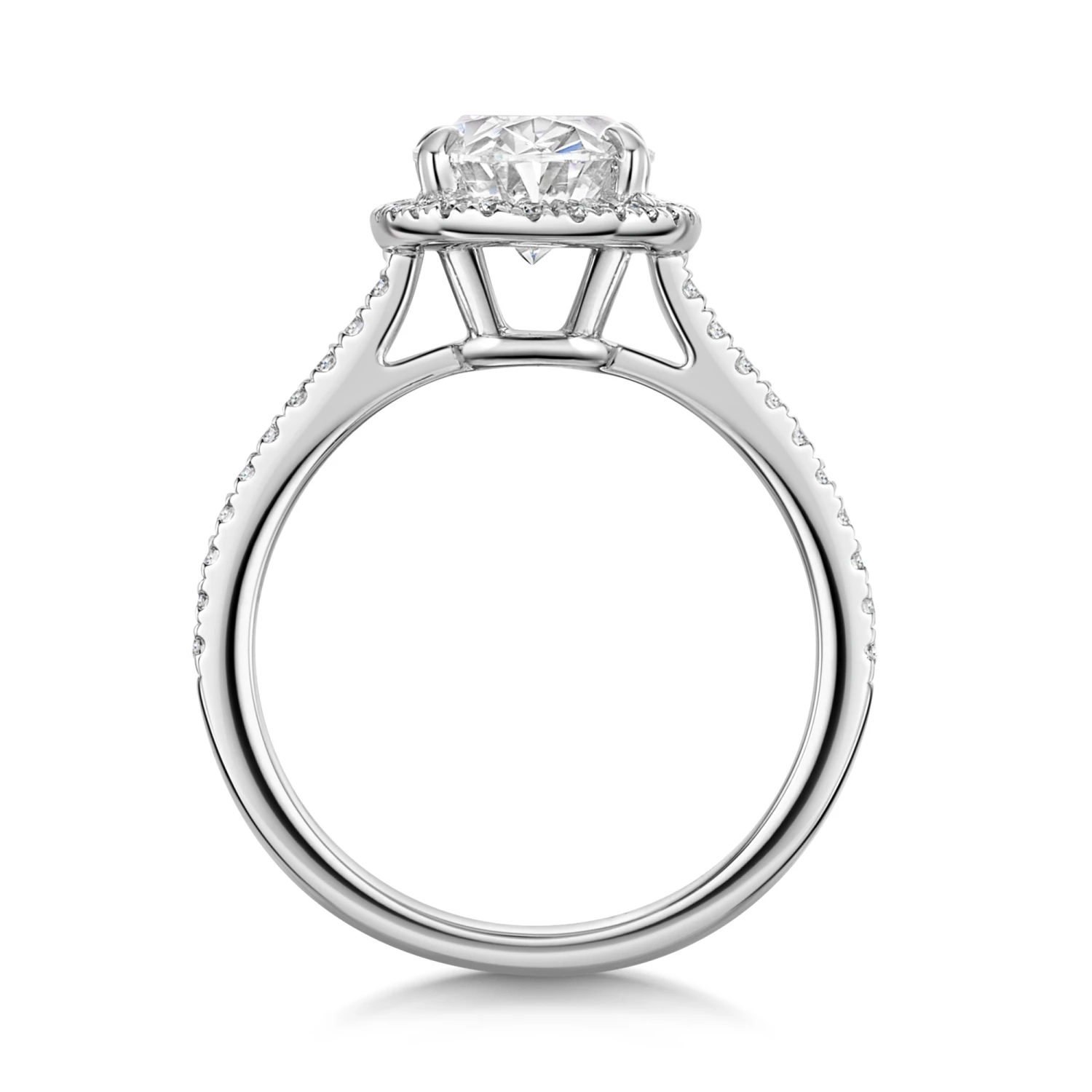 Chisholm Hunter Platinum Lab Grown 2.00ct Oval Diamond Halo Shoulders Ring 6 Chisholm Hunter Platinum Lab Grown 2.00ct Oval Diamond Halo Shoulders Ring - Image 4
