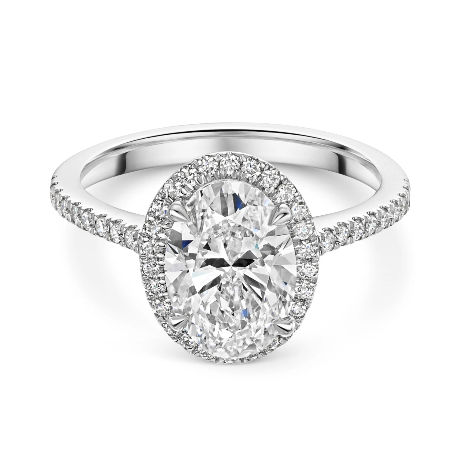 Chisholm Hunter Platinum Lab Grown 2.00ct Oval Diamond Halo Shoulders Ring 5 Chisholm Hunter Platinum Lab Grown 2.00ct Oval Diamond Halo Shoulders Ring - Image 3