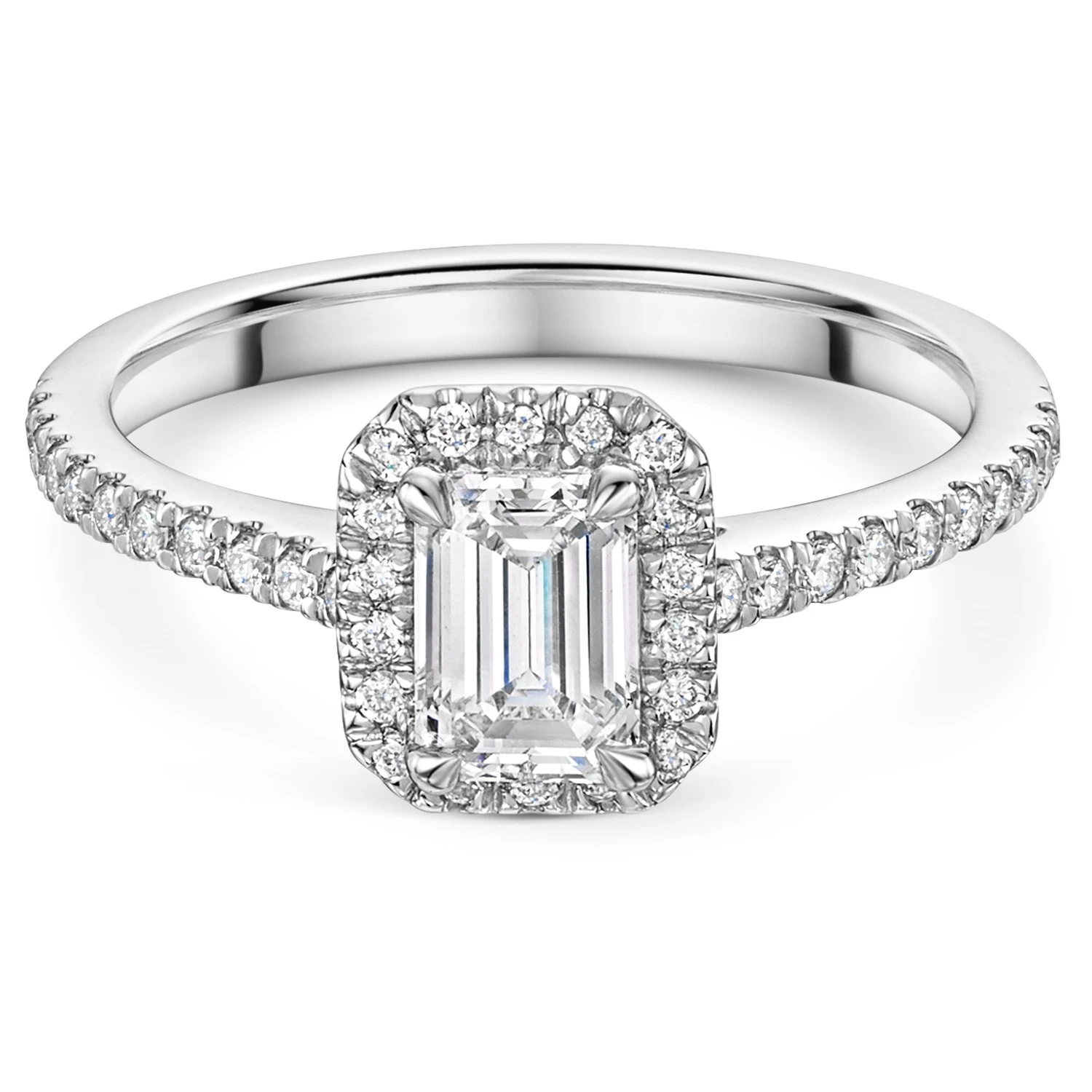 Chisholm Hunter Platinum Lab Grown 0.75ct Emerald Diamond Shoulders Halo Ring 5 Chisholm Hunter Platinum Lab Grown 0.75ct Emerald Diamond Shoulders Halo Ring - Image 3